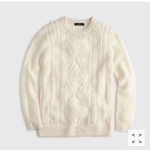 Jcrew Cable sweater with fringe ivory cream medium